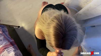 Redhead Sucking Dick and Fucking Up, Getting Cum on Her Ass